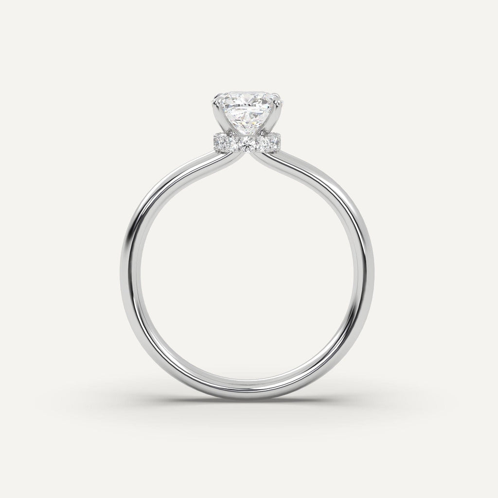 1 Carat Cushion Cut Engagement Ring In 14K White Gold