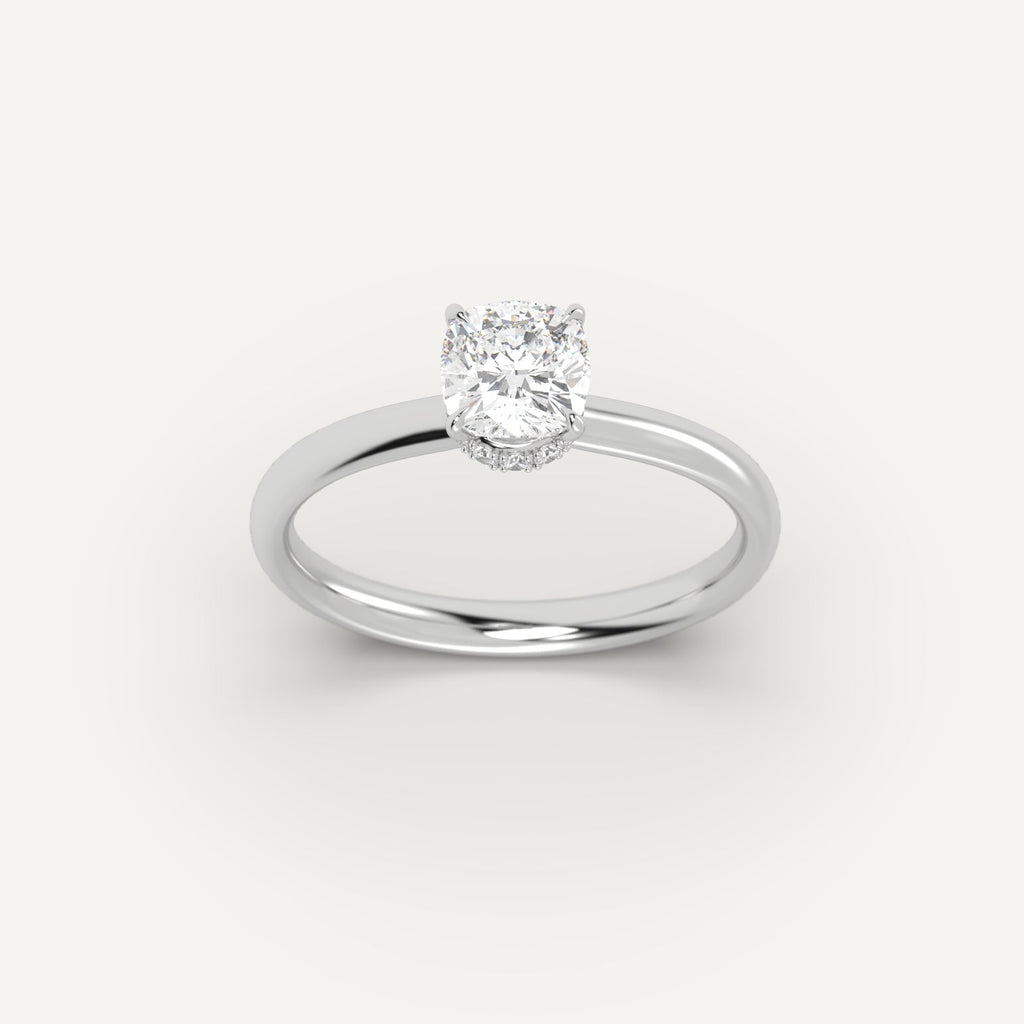 White Gold 1 Carat Engagement Ring On Woman's Hand