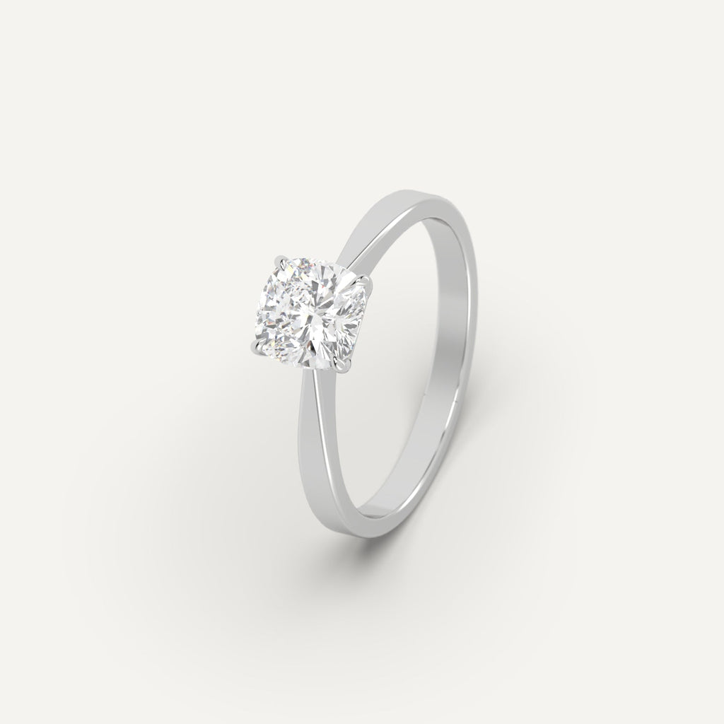 Platinum 1 Carat Engagement Ring Cushion Cut Diamond