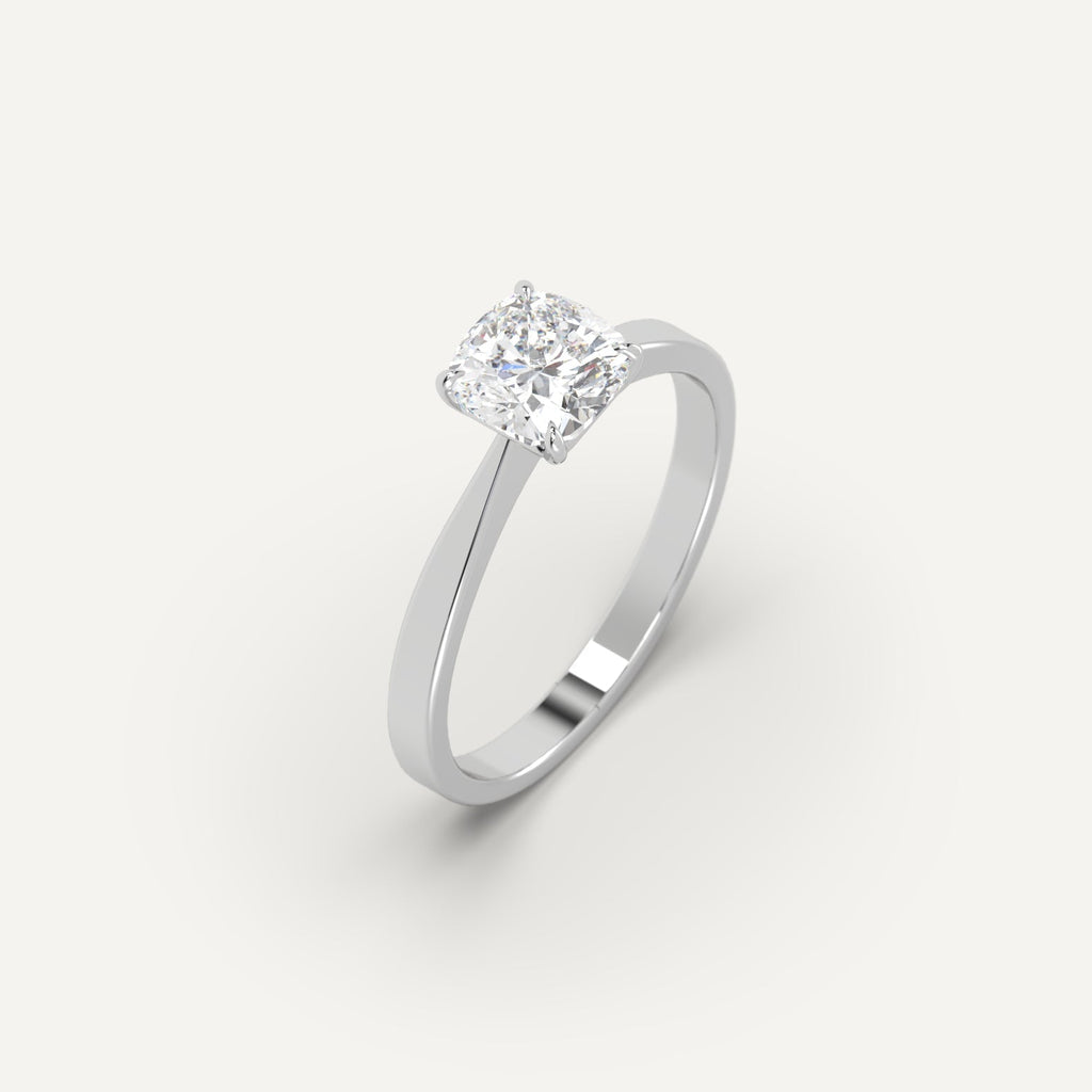 1 Carat Engagement Ring Cushion Cut Diamond In Platinum
