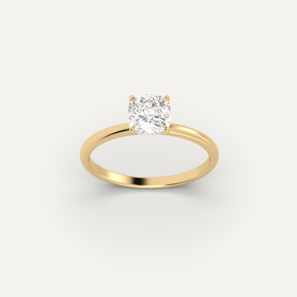 Yellow Gold 1 Carat Engagement Ring On Woman's Hand