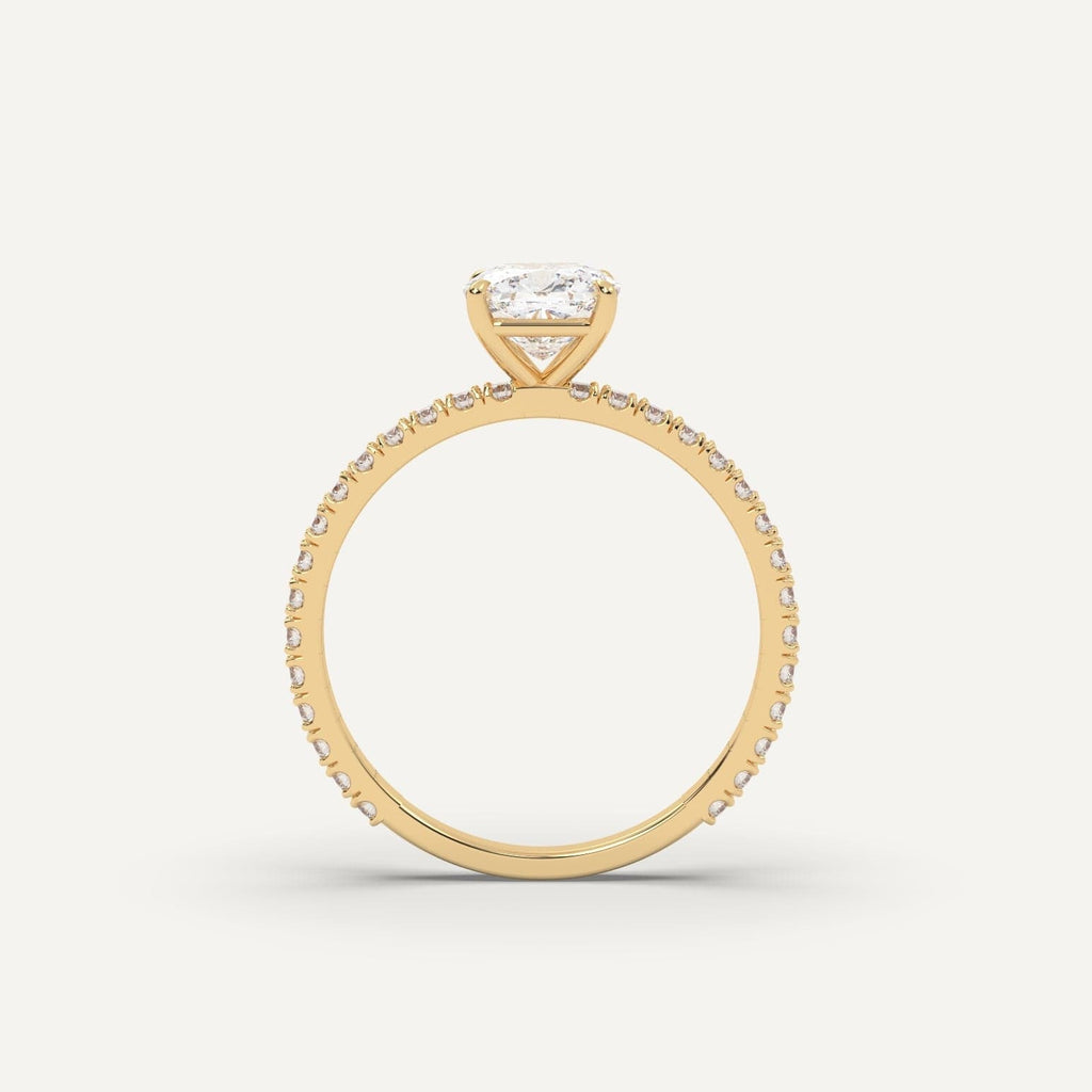 1 Carat Cushion Cut Engagement Ring In 14K Yellow Gold