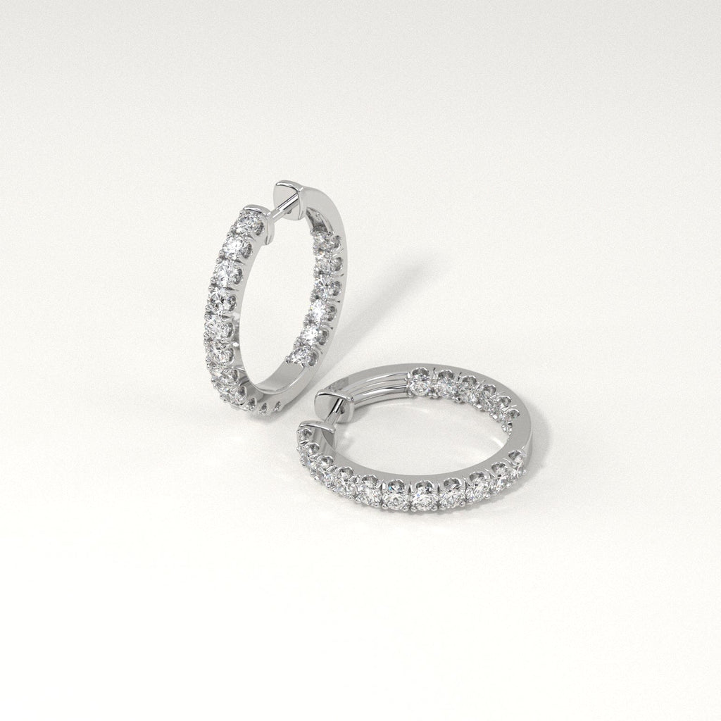 1 carat Diamond Huggie Hoop Earrings in White Gold for Women