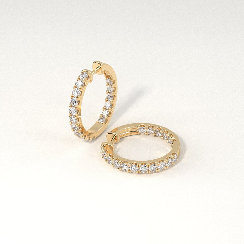 1 carat Diamond Huggie Hoop Earrings in Yellow Gold for Women