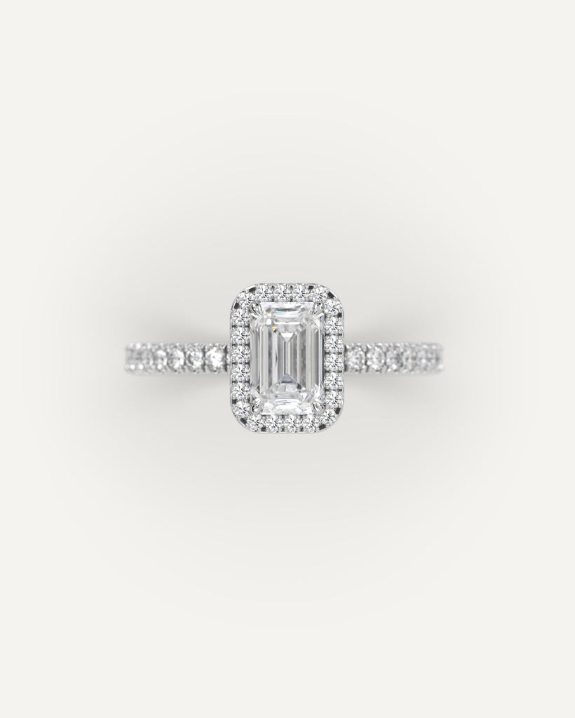 Halo Emerald Cut Engagement Ring 1 Carat Diamond