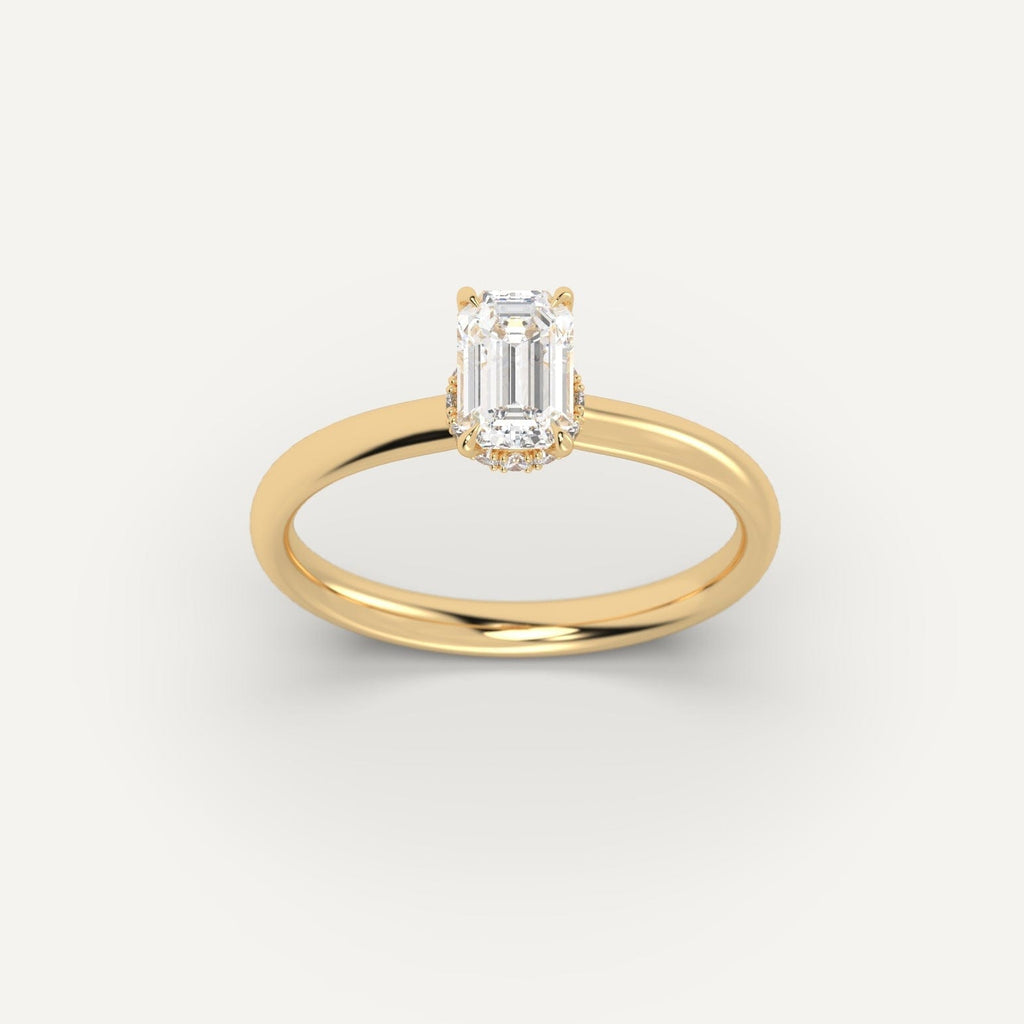 Yellow Gold 1 Carat Engagement Ring On Woman's Hand