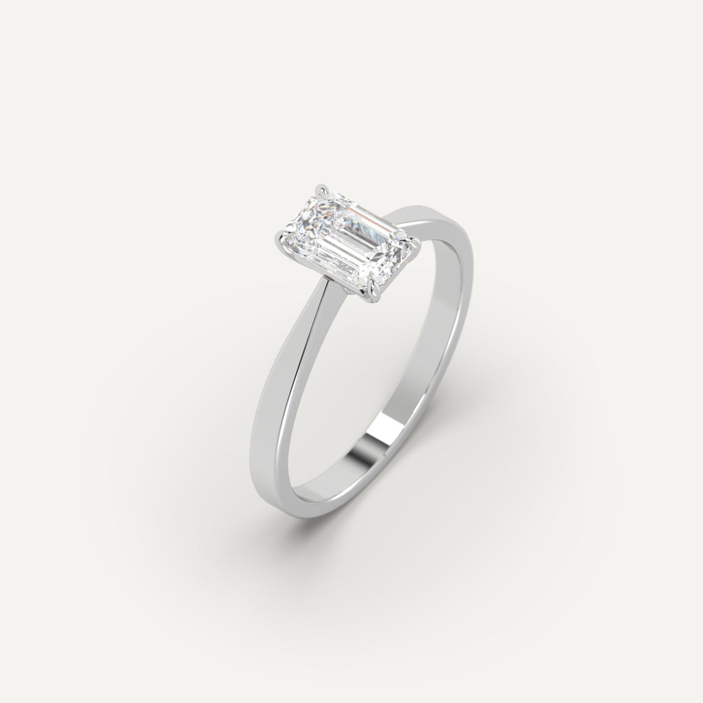 1 Carat Engagement Ring Emerald Cut Diamond In 950 Platinum