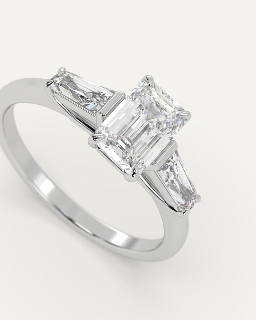 3-Stone Emerald Cut Engagement Ring 1 Carat Diamond