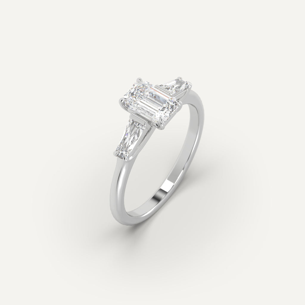 1 Carat Engagement Ring Emerald Cut Diamond In 950 Platinum