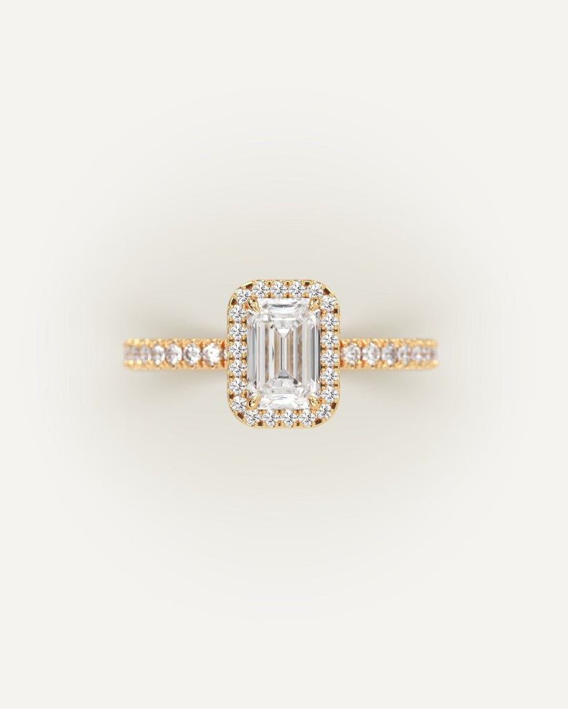 Halo Emerald Cut Engagement Ring 1 Carat Diamond