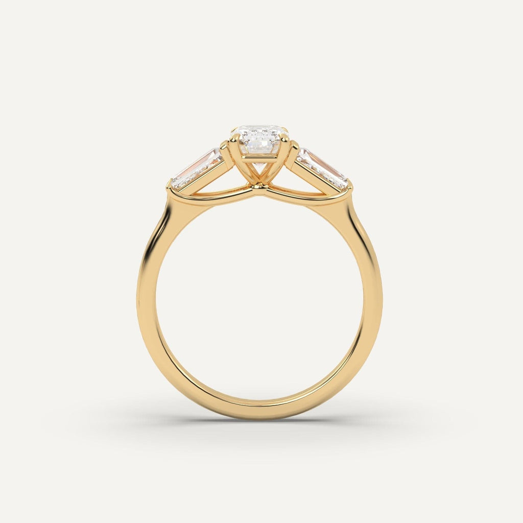 1 Carat Emerald Cut Engagement Ring In 14K Yellow Gold