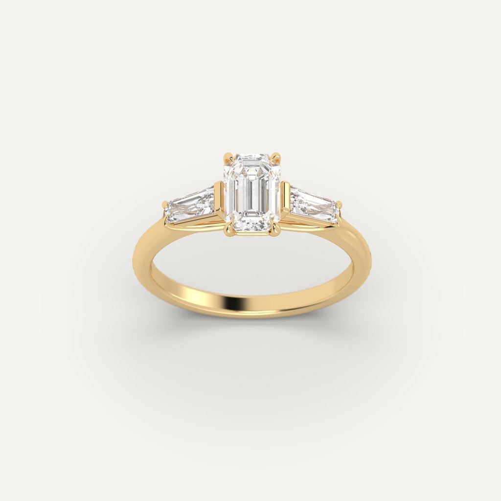Yellow Gold 1 Carat Engagement Ring On Woman's Hand
