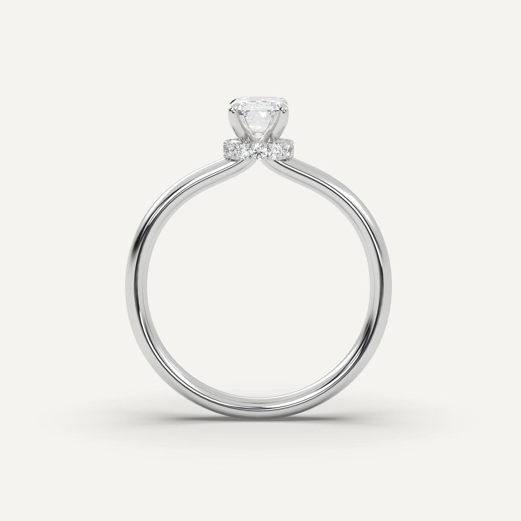 1 Carat Emerald Cut Engagement Ring In Platinum
