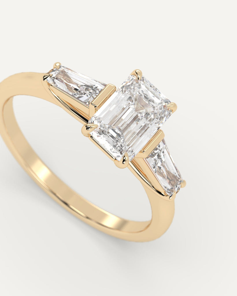 3-Stone Emerald Cut Engagement Ring 1 Carat Diamond