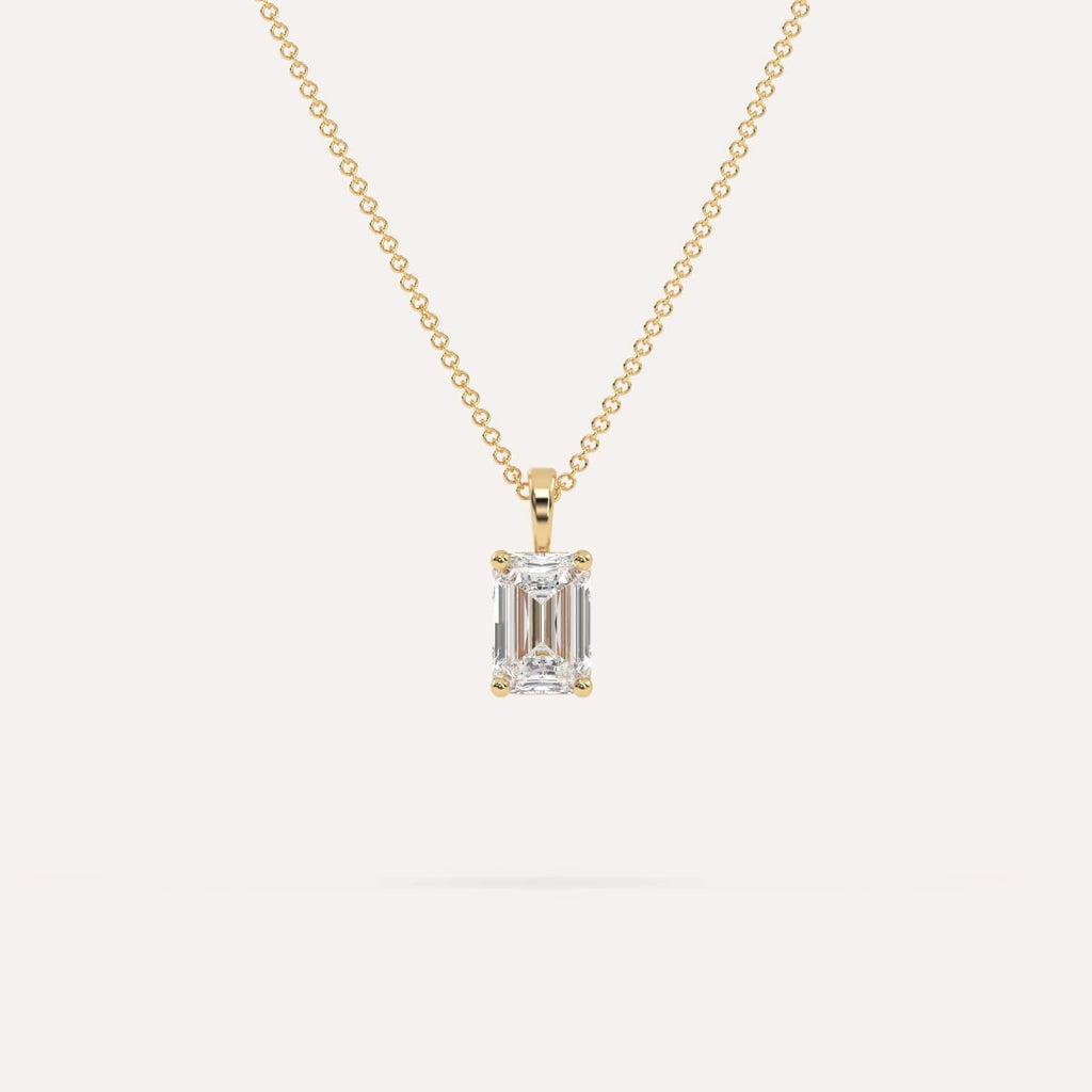 1 Carat Simple Solitaire Diamond Pendant Necklace In 14K Yellow Gold