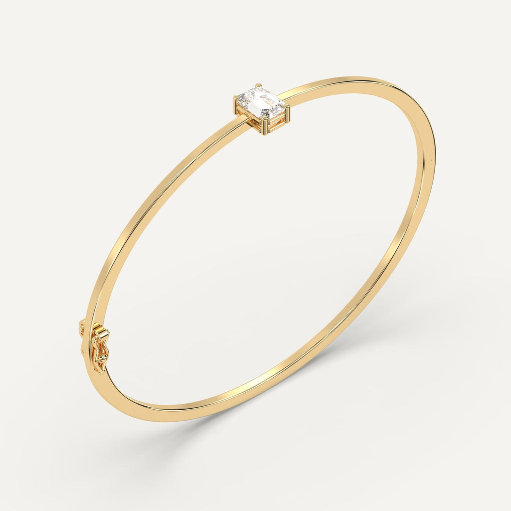 yellow gold solitaire, bangle bracelets with 1 carat emerald diamonds