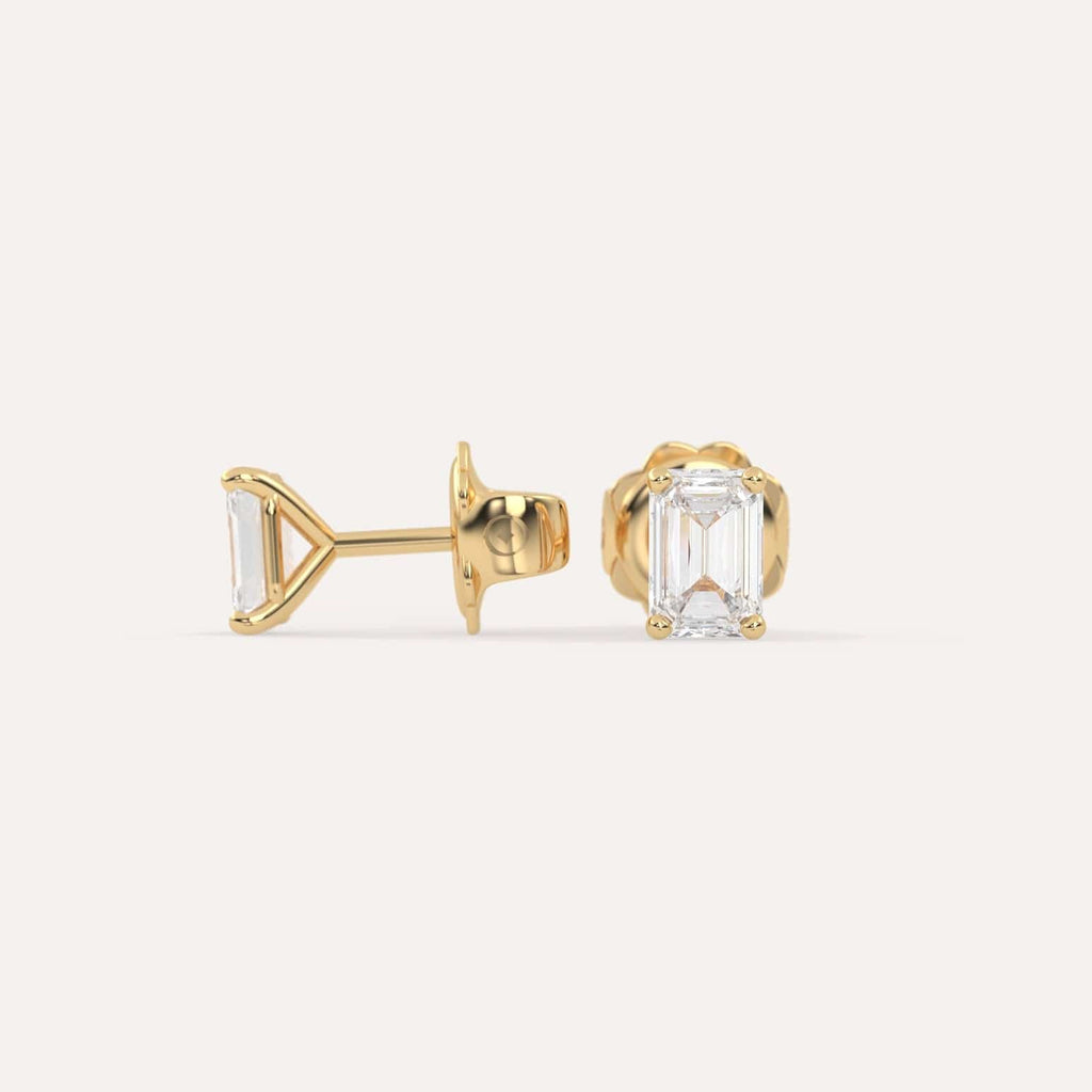 1 carat Butterfly Push Back Diamond Studs in yellow Gold