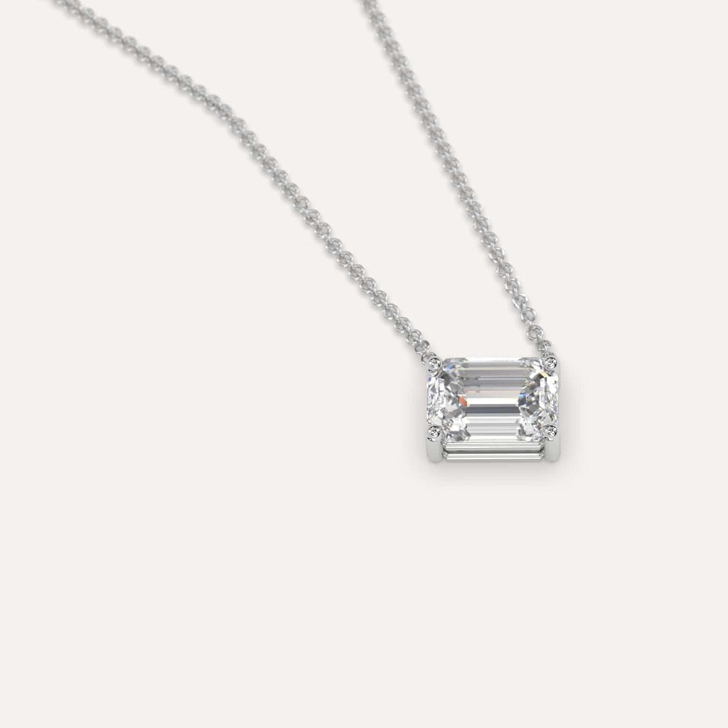 Simple Diamond Floating Necklace With Emerald Natural Diamond In White Gold