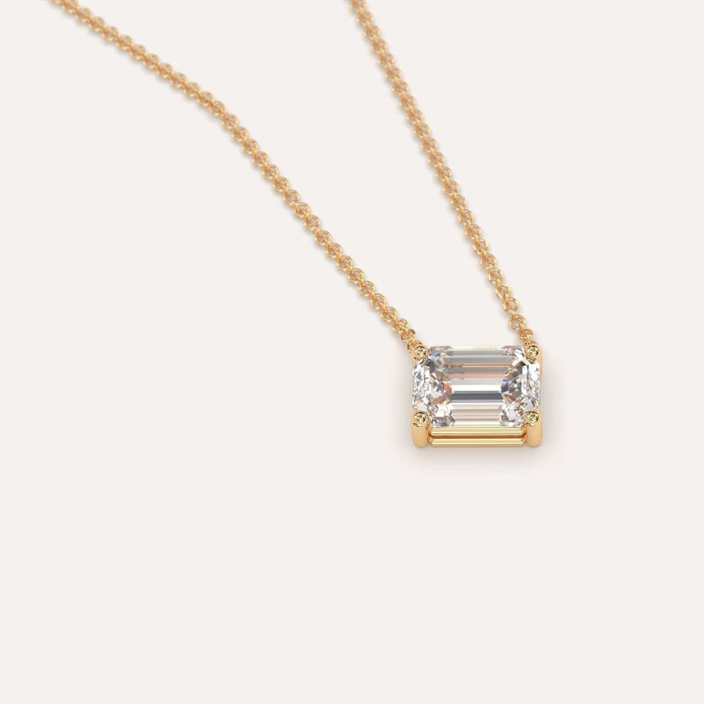 Simple Diamond Floating Necklace With Emerald Natural Diamond In Yellow Gold