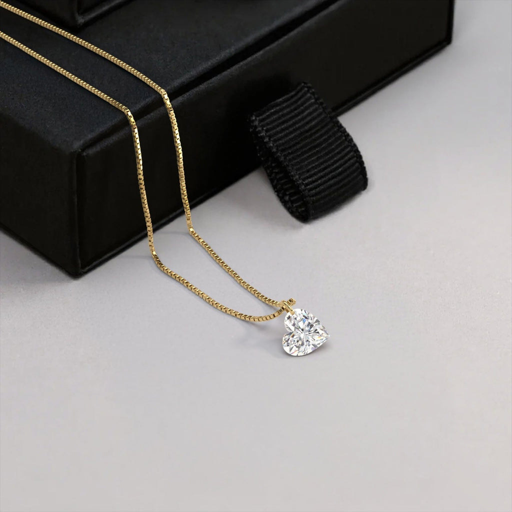 1 carat floating heart diamond necklace