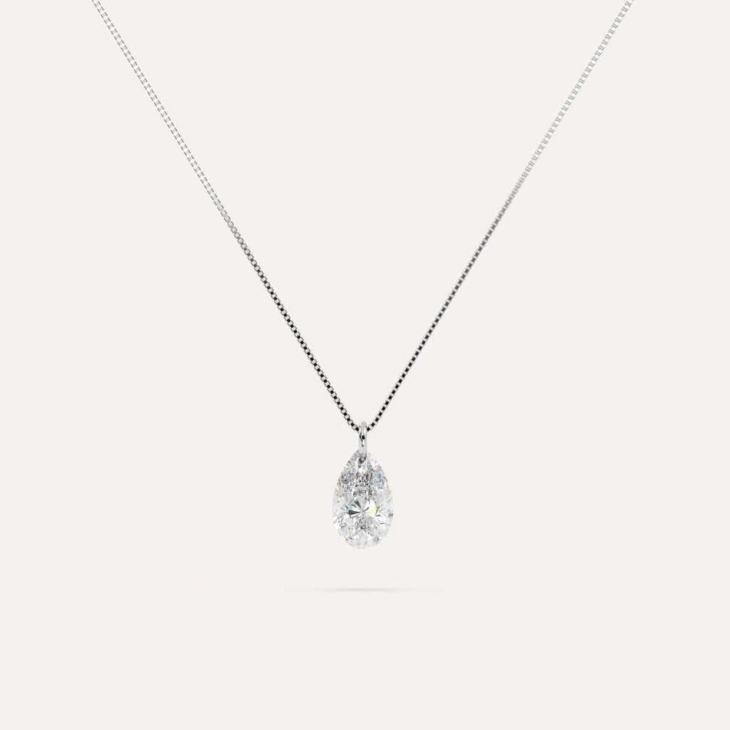 1 carat floating pear diamond necklace