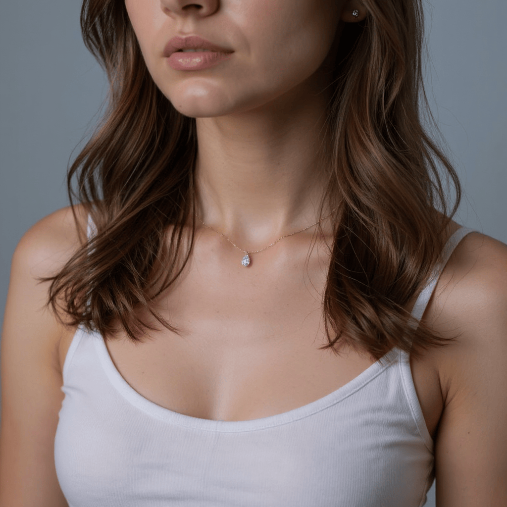 1 carat floating pear diamond necklace