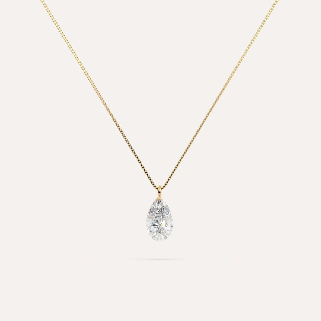 1 carat floating pear diamond necklace