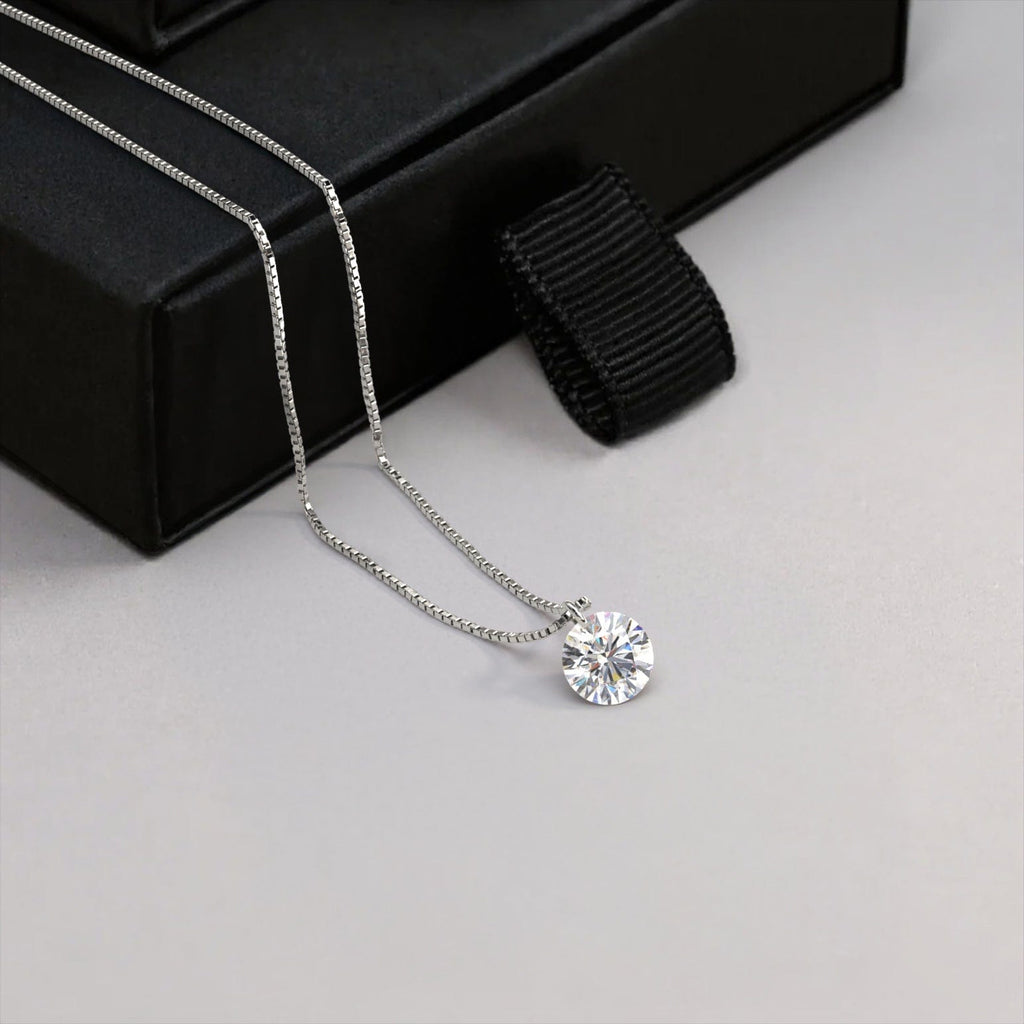 1 carat floating round diamond necklace