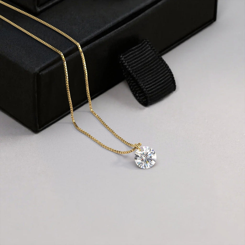 1 carat floating round diamond necklace