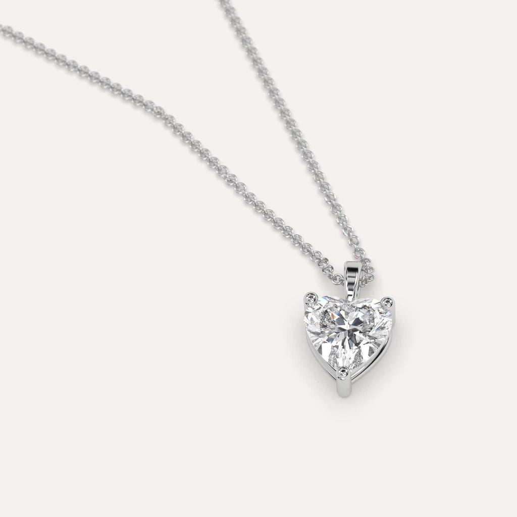 Simple Diamond Pendant Necklace With Heart Natural Diamond In White Gold