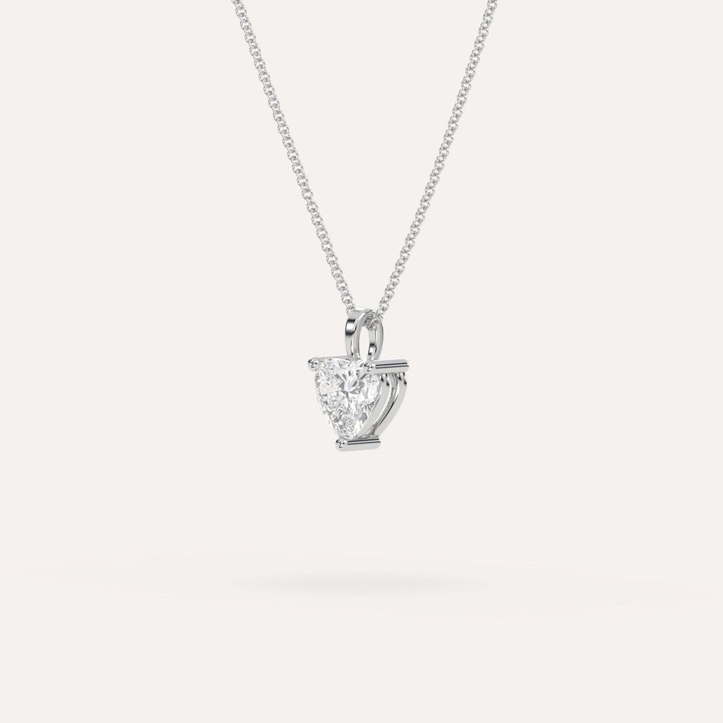 White Gold Pendant Diamond Necklace With 1 Carat Heart Diamond