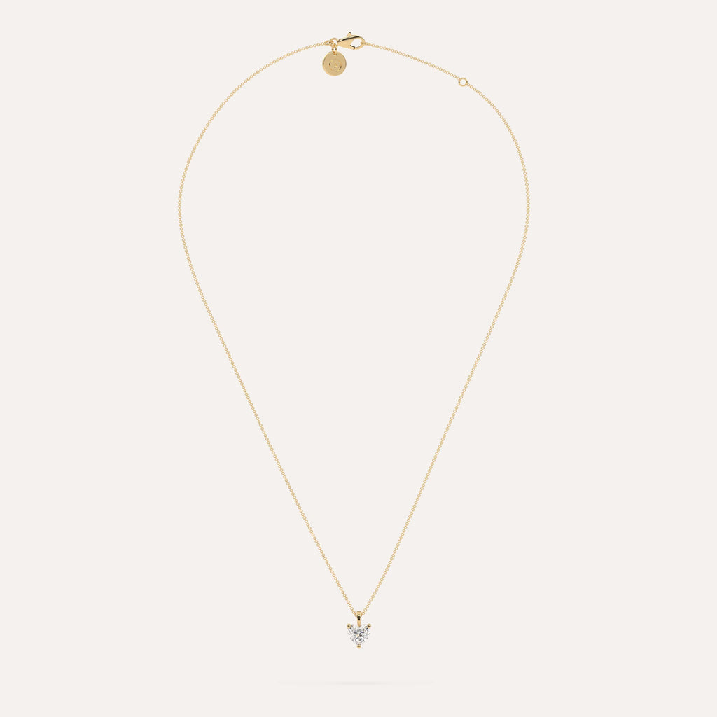 1 carat Heart Diamond Pendant Necklace Lab Diamond Yellow Gold