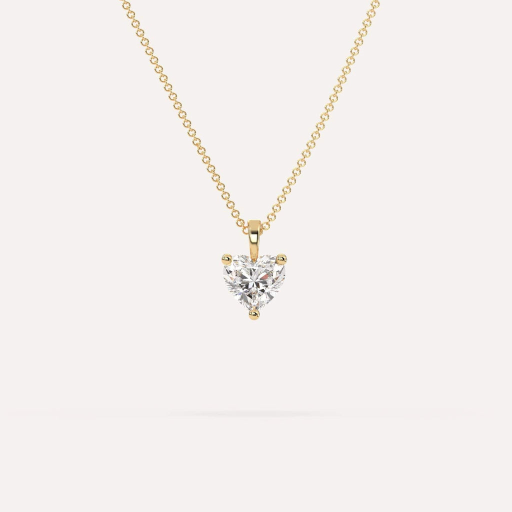 1 Carat Simple Solitaire Diamond Pendant Necklace In 14K Yellow Gold