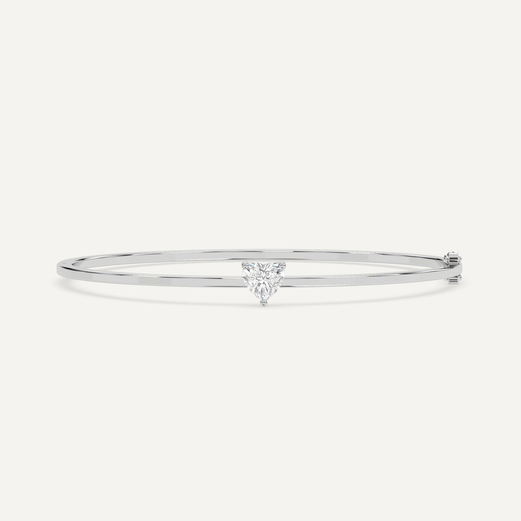 1 carat diamond solitaire, bangle bracelet in 14K white gold