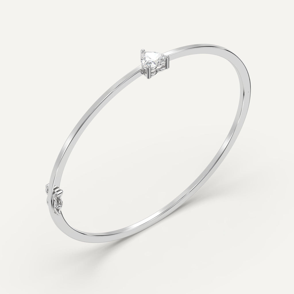 white gold solitaire, bangle bracelets with 1 carat heart diamonds
