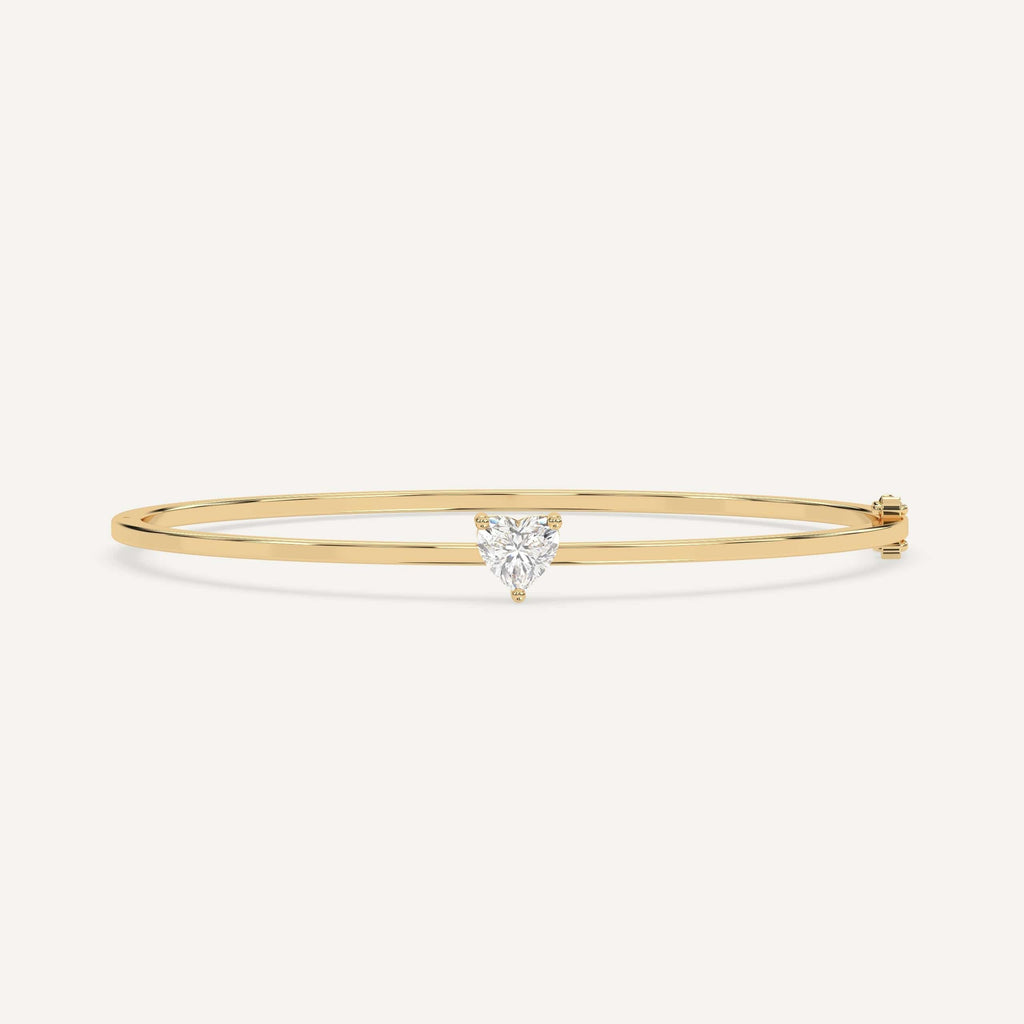 1 carat diamond solitaire, bangle bracelet in 14K yellow gold