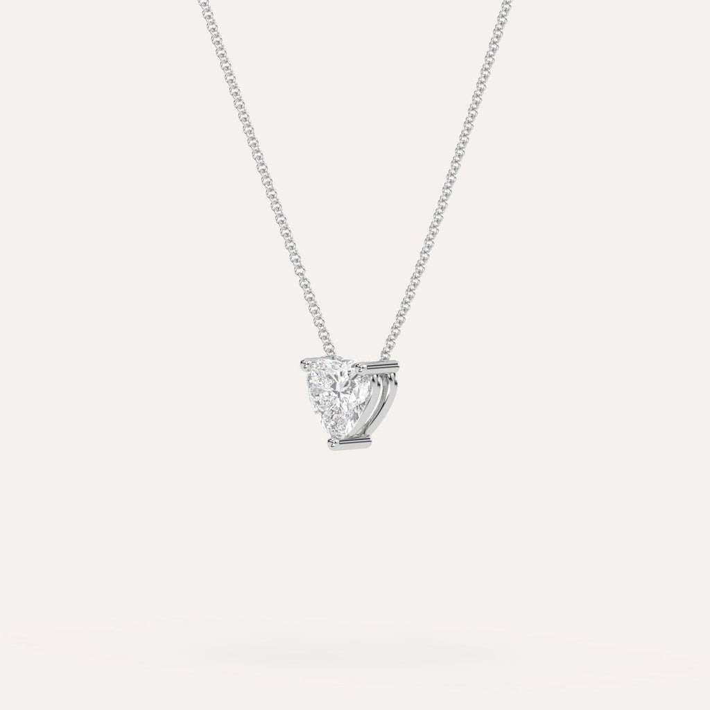 White Gold Floating Diamond Necklace With 1 Carat Heart Diamond