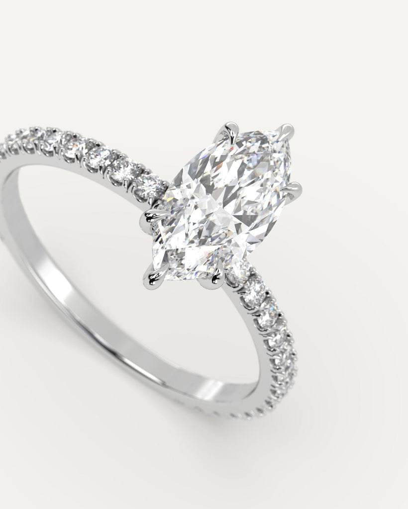 Pave Marquise Cut Engagement Ring 1 Carat Diamond