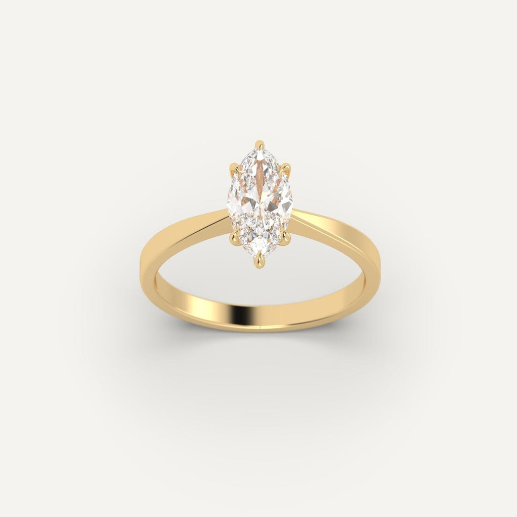 Yellow Gold 1 Carat Engagement Ring On Woman's Hand