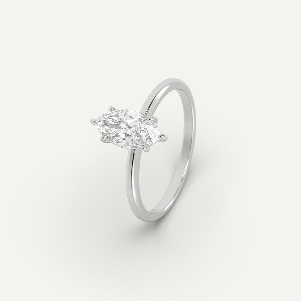 White Gold 1 Carat Engagement Ring Marquise Cut Diamond