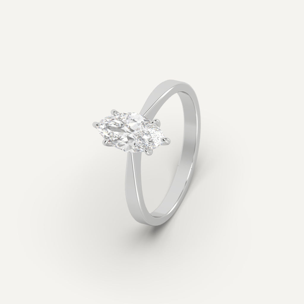 White Gold 1 Carat Engagement Ring Marquise Cut Diamond