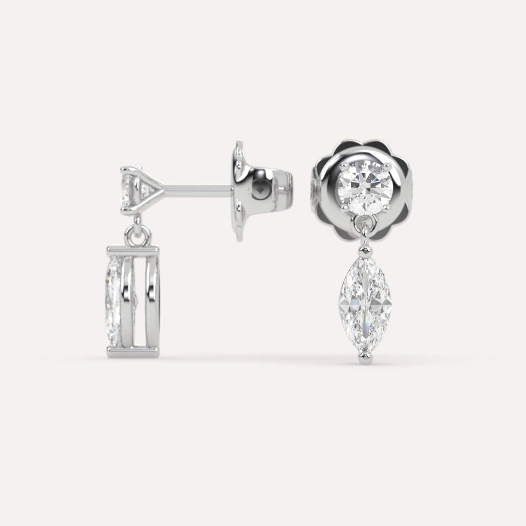 1 carat marquise Diamond Dangle Drop Earrings in white Gold