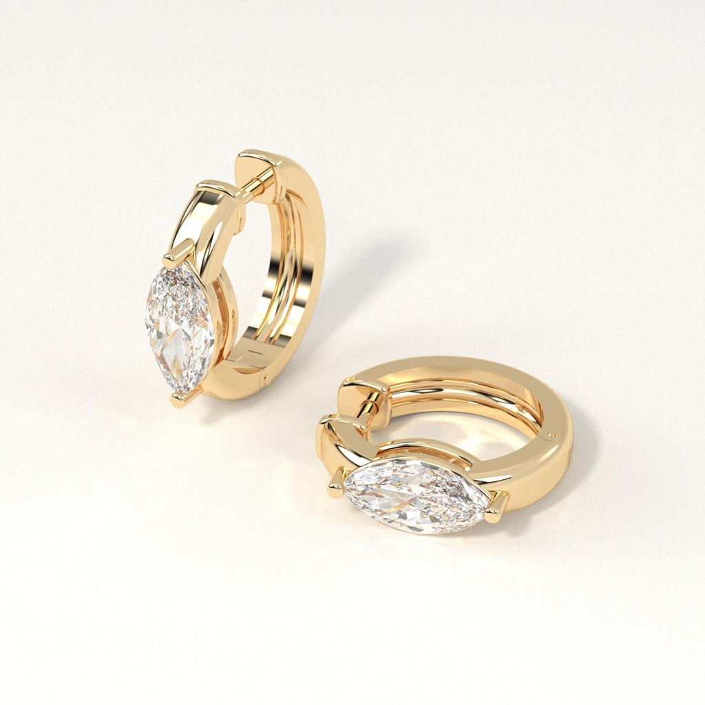 1 carat marquise Diamond Huggie Hoop Earrings in yellow Gold