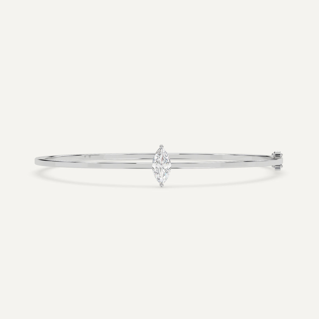 1 carat diamond solitaire, bangle bracelet in 14K white gold