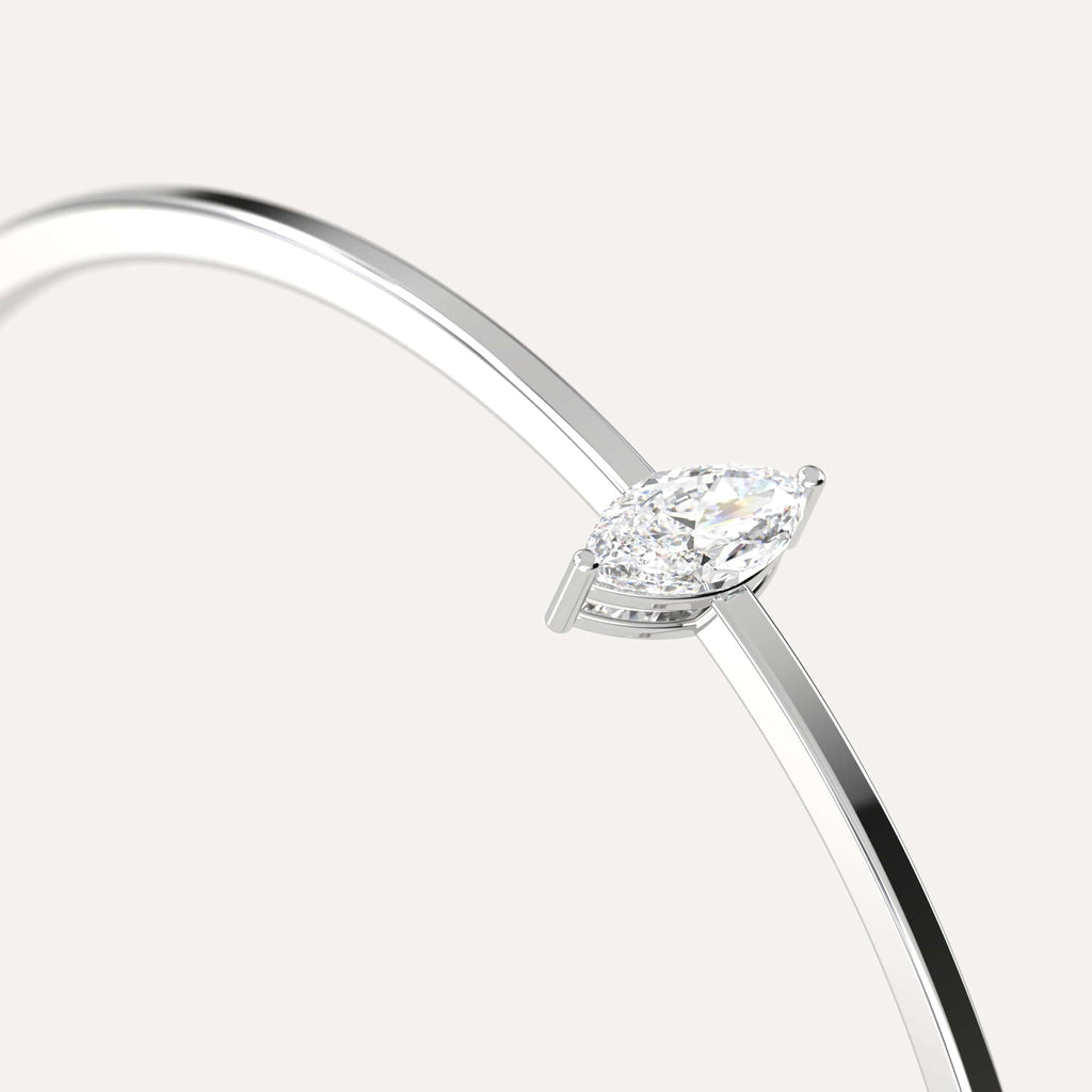classic diamond solitaire, bangle bracelet with marquise lab diamonds in white gold