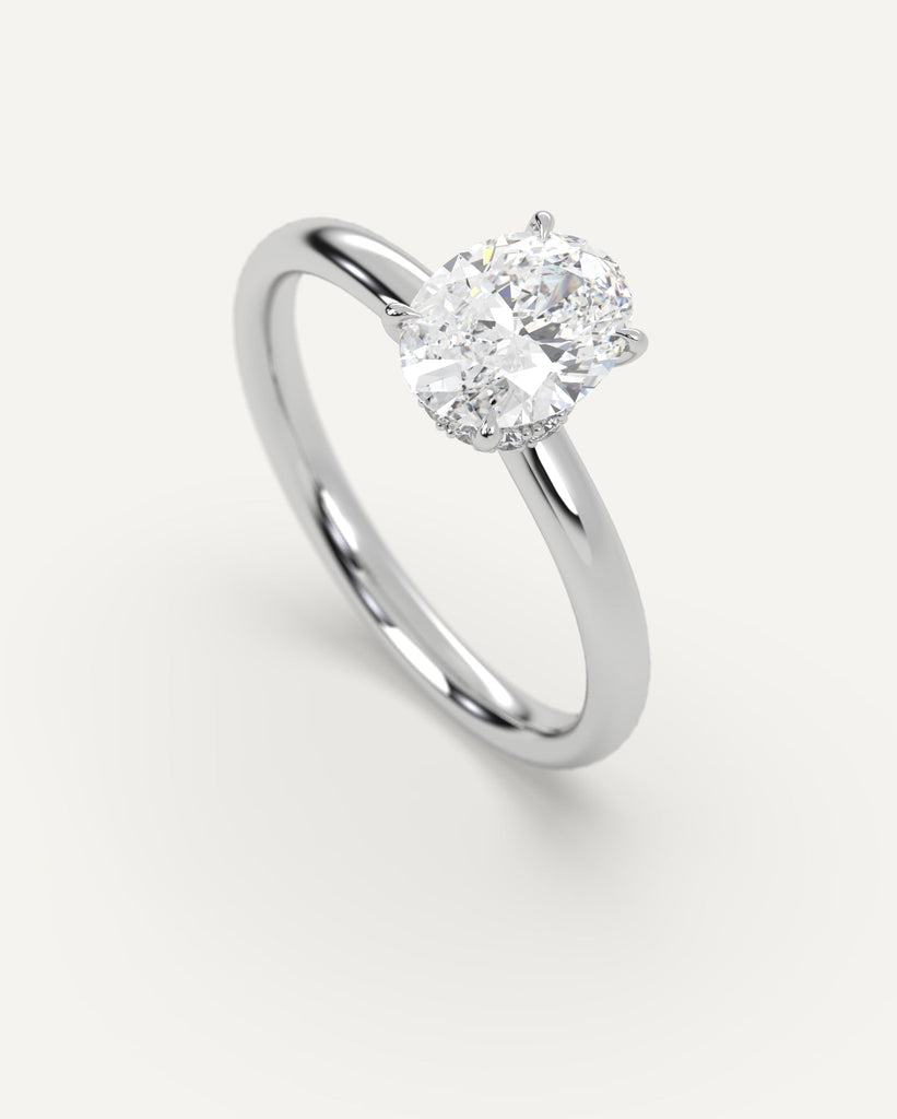Hidden Halo Oval Cut Engagement Ring 1 Carat Diamond