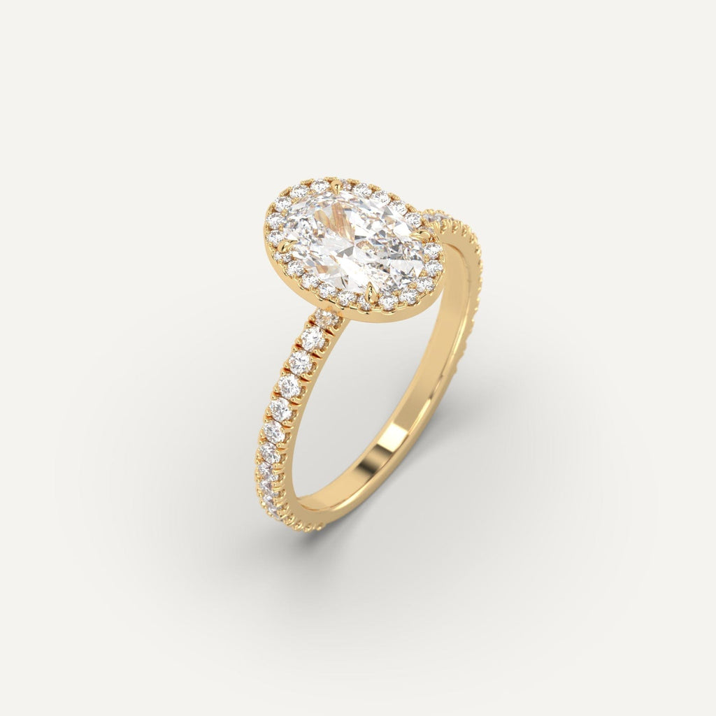 1 Carat Engagement Ring Oval Cut Diamond In 14K Yellow Gold