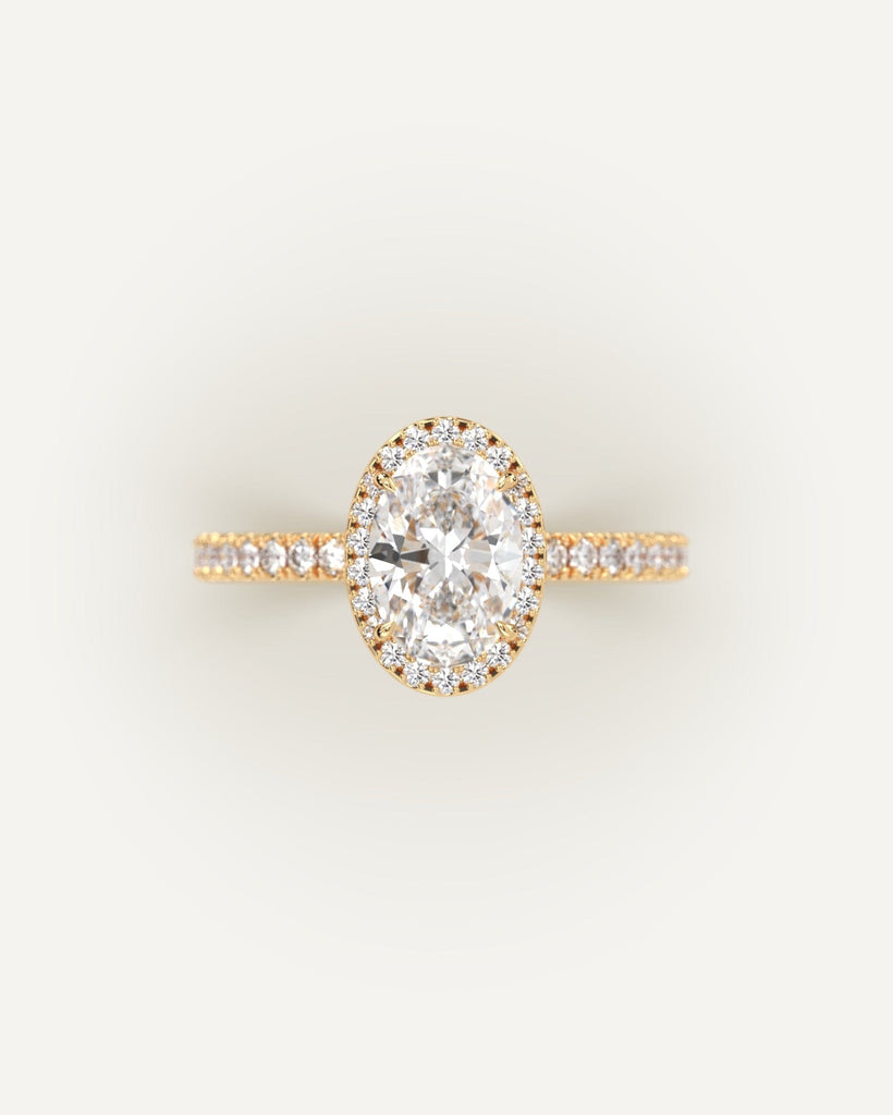 Halo Oval Cut Engagement Ring 1 Carat Diamond