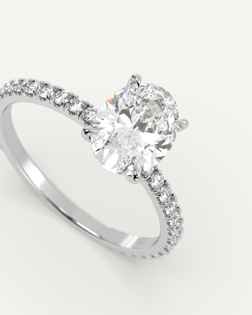 Pave Oval Cut Engagement Ring 1 Carat Diamond