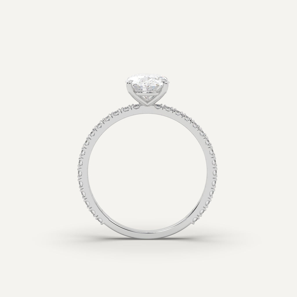 1 Carat Oval Cut Engagement Ring In 14K White Gold